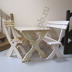 Фотография стола, скамейка, кресло 'Дачная'